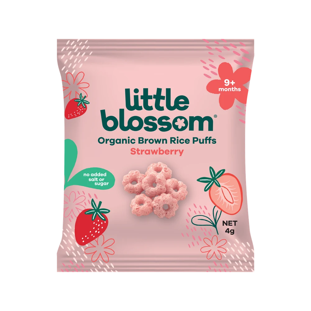 Little Blossom Organic Brown Rice Puffs Strawberry 4g